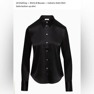 BNWT Aritzia Babaton Industry Black Satin Button Down Shirt Small